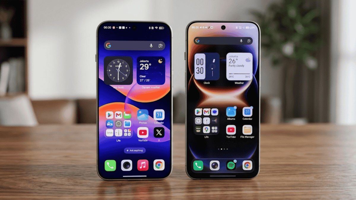Side by side comparison of ColorOS and OriginOS